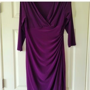 Lauren Ralph Lauren Dress  Sheath Purple V-Neck Knee
Length